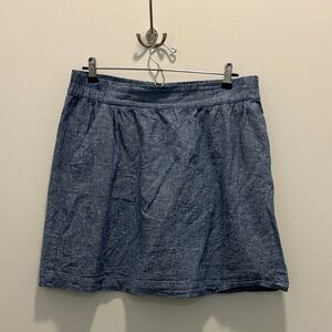 LOFT Chambray Linen Blend Blue Mini Skirt